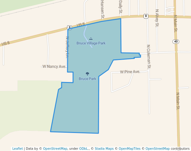 walking in Bruce Park map in Bruce