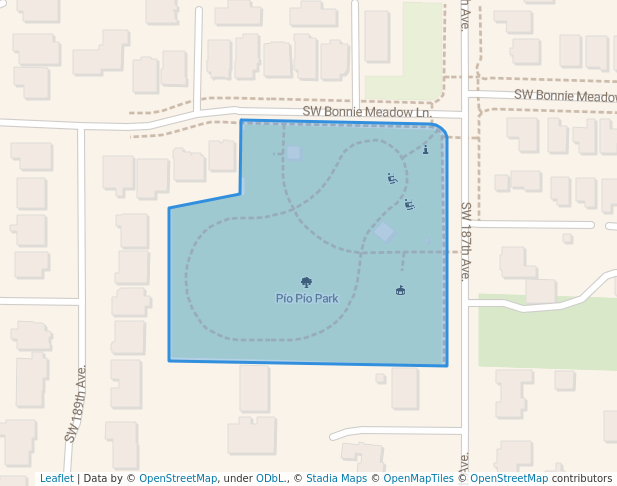 walking in Pío Pío Park map in Aloha