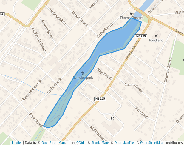 walking in Renwick park map in Glace Bay