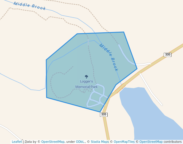 walking in Logger's Memorial Park map in Gambo