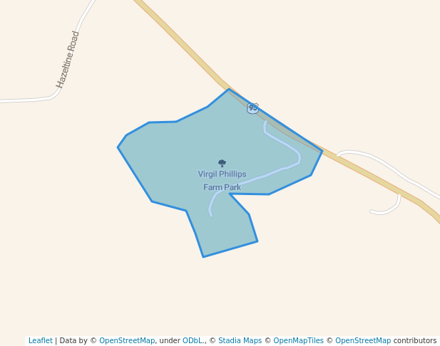 walking in Virgil Phillips Farm Park map in Viola