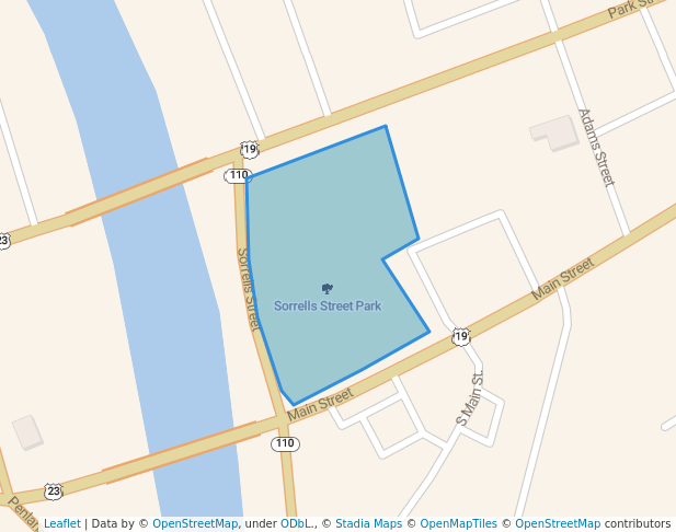 walking in Sorrells Street Park map in Canton