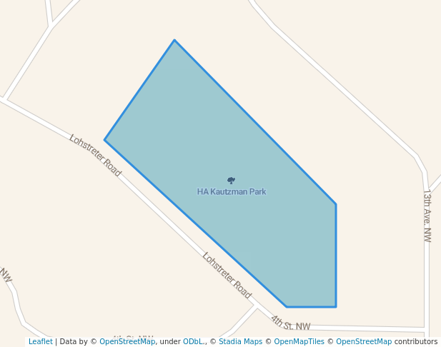 walking in HA Kautzman Park map in Mandan