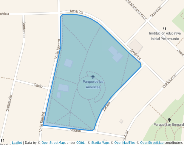 walking in Parque de las Américas map in Pueblo Libre