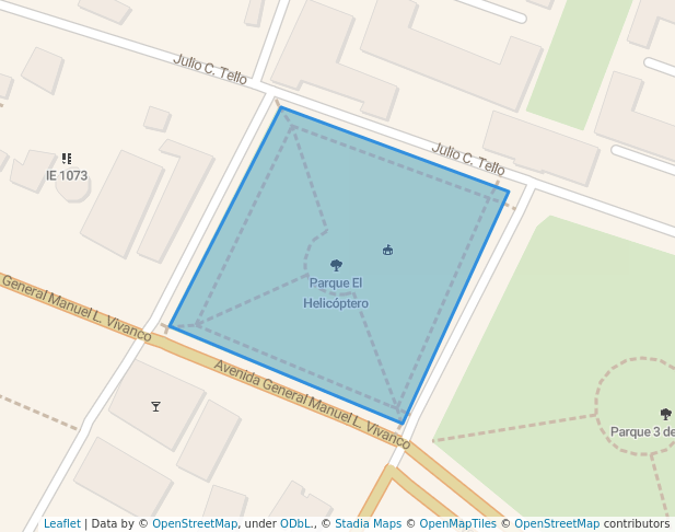 walking in Parque El Helicóptero map in Pueblo Libre