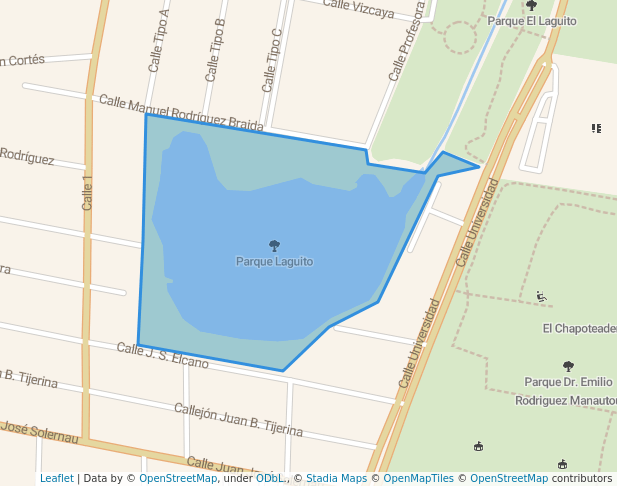 walking in Parque Laguito map in Heroica Matamoros