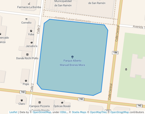 walking in Parque Alberto Manuel Brenes Mora map in San Ramón