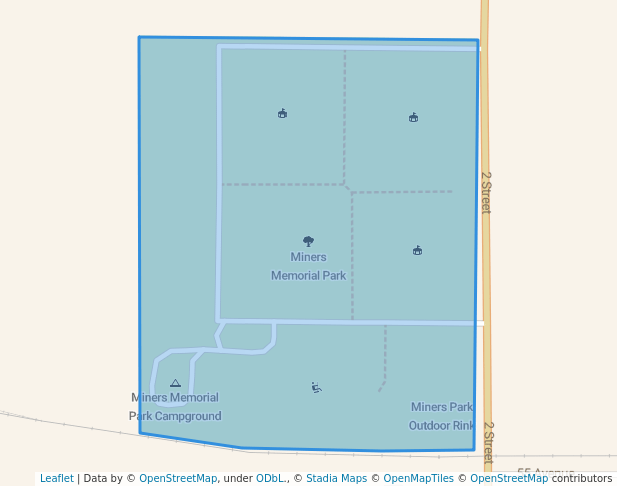 walking in Miners Memorial Park map in Coalhurst
