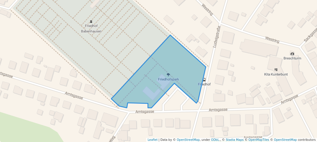 walking in Friedhofspark map in Babenhausen