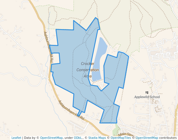 walking in Crocker Conservation Area, North County Land Trust (NCLT) map in Fitchburg
