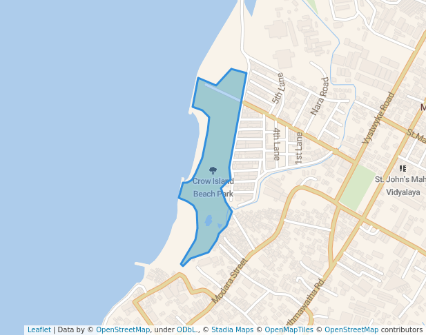 walking in Crow Island Beach Park map in Colombo