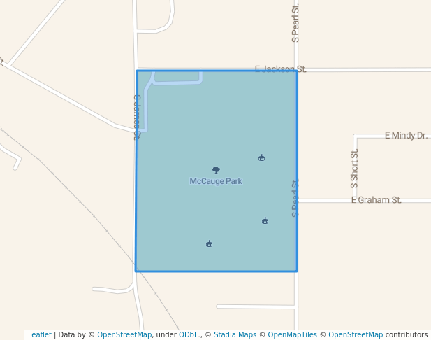 walking in McCauge Park map in Shell Rock