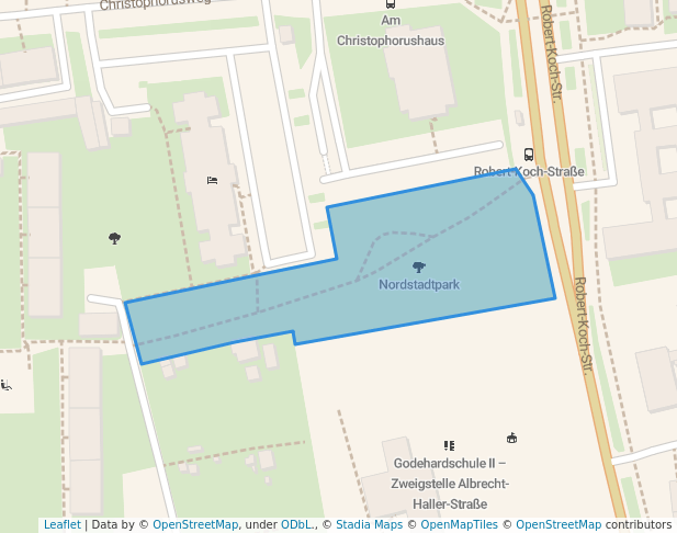 walking in Nordstadtpark map in Göttingen