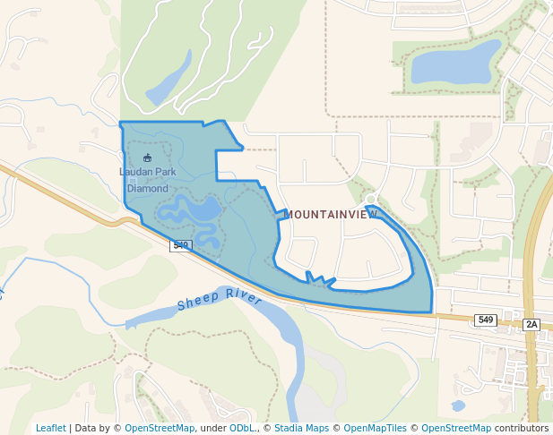 walking in Laudan Park map in Okotoks