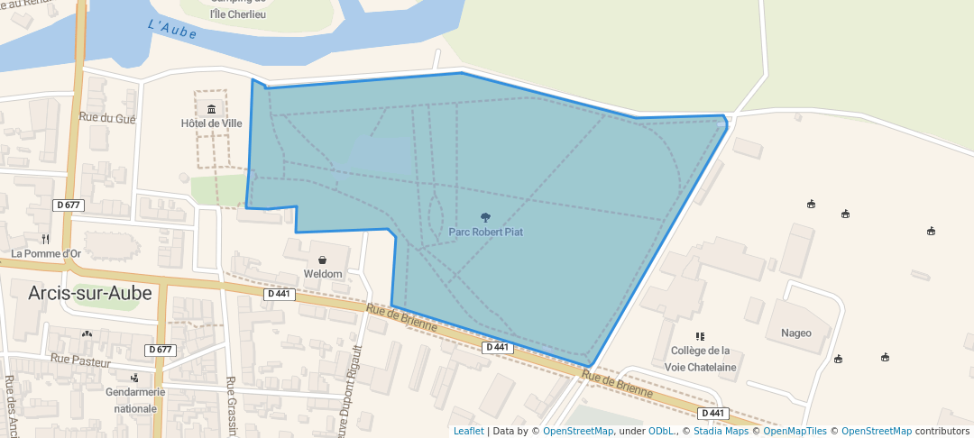 walking in Parc Robert Piat map in Arcis-sur-Aube