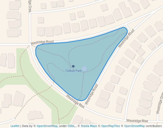 walking in Teskey Park map in Okotoks