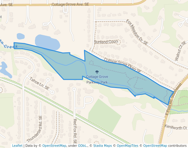 walking in Cottage Grove Parkway Park map in Cedar Rapids