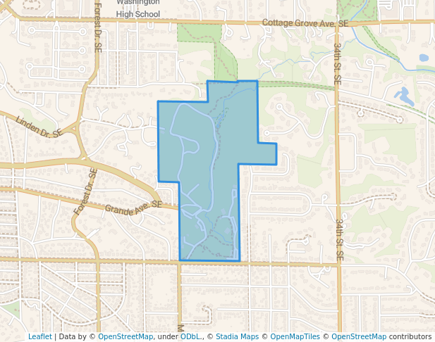 walking in Bever Park map in Cedar Rapids