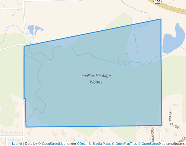 walking in Faulkes Heritage Woods map in Bertram