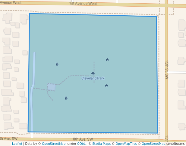 walking in Cleveland Park map in Cedar Rapids