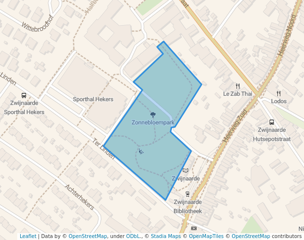 walking in Zonnebloempark map in Gent
