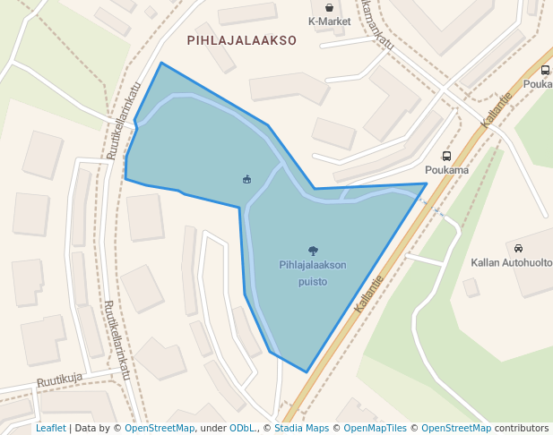 walking in Pihlajalaakson puisto map in Kuopio