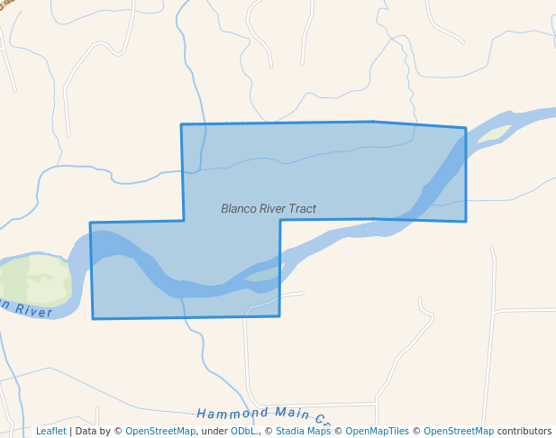 walking in Blanco River Tract map in Bloomfield