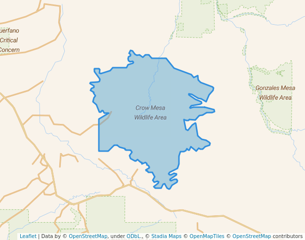 walking in Crow Mesa Wildlife Area map in Cuba