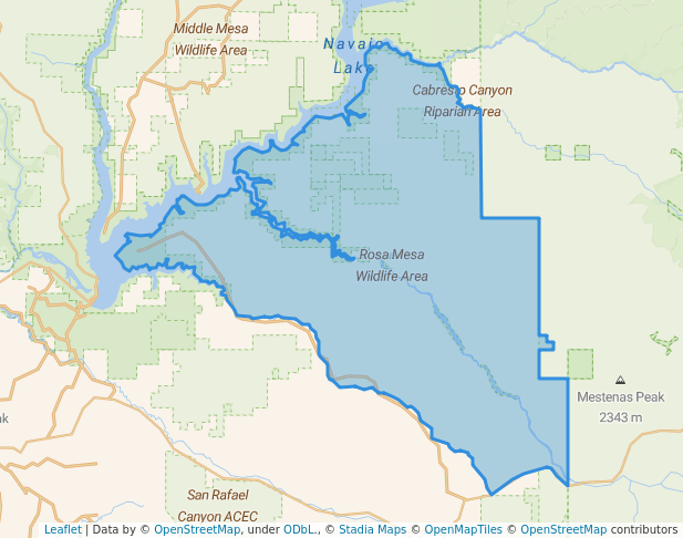 walking in Rosa Mesa Wildlife Area map in Blanco