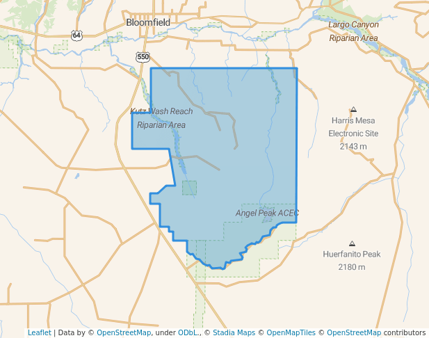 walking in Kutz Canyon Paleontological Area map in Bloomfield