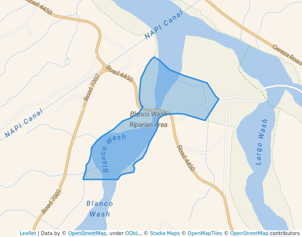 walking in Blanco Wash Riparian Area map in Blanco