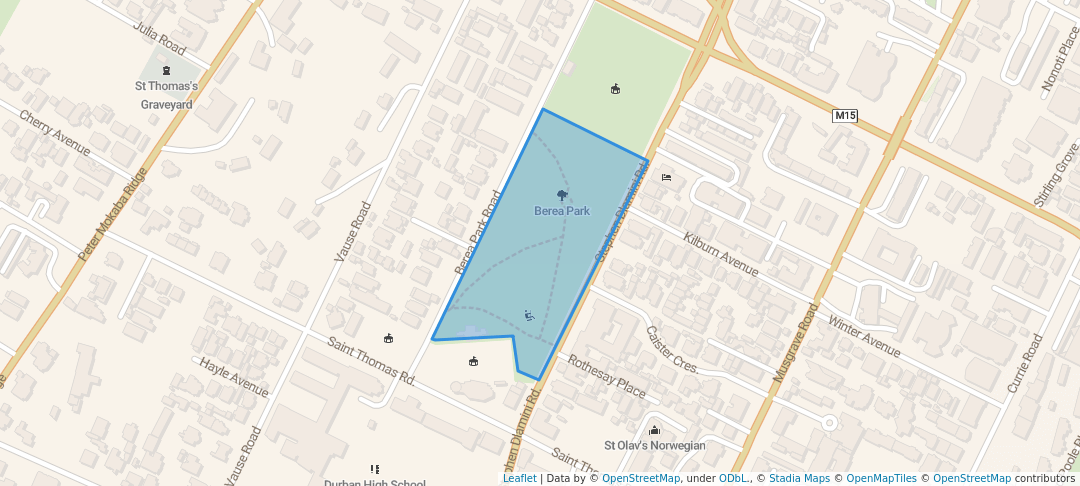 walking in Berea Park map in Berea