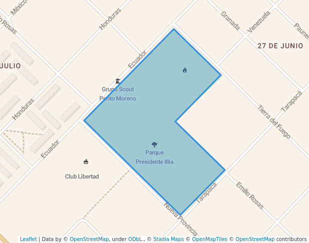 walking in Parque Presidente Illia map in Bahía Blanca