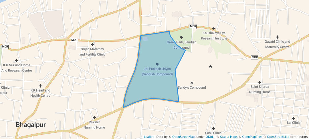 walking in Jai Prakash Udyan (Sandish Compound) map in Bhagalpur