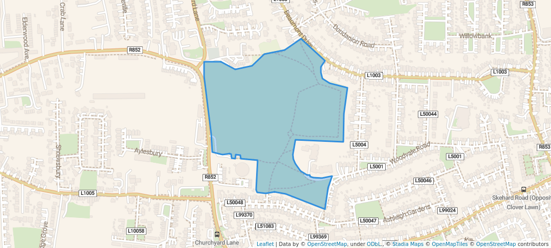 walking in Beaumont Park map in Cork