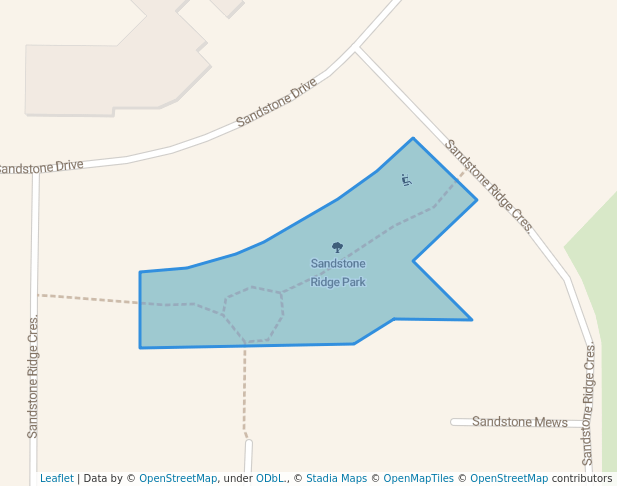 walking in Sandstone Ridge Park map in Okotoks