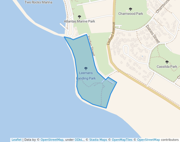 walking in Leemans Landing Park map in Two Rocks