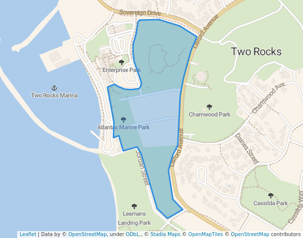 walking in Atlantas Marine Park map in Two Rocks