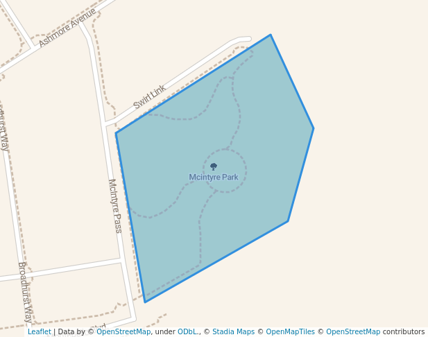 walking in Mcintyre Park map in Two Rocks