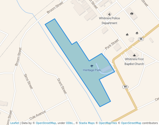 walking in Heritage Park map in Whitmire