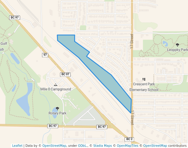 walking in Crescent Park map in Dawson Creek