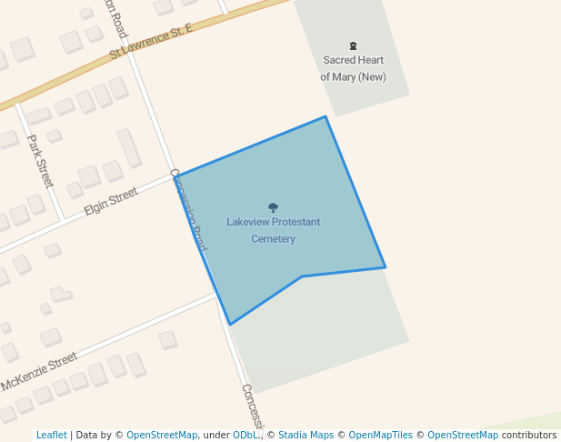walking in Lakeview Protestant Cemetery map in Madoc