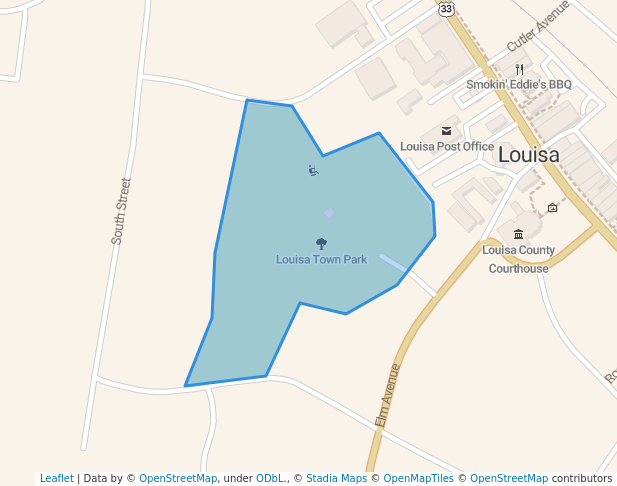 walking in Louisa Town Park map in Louisa