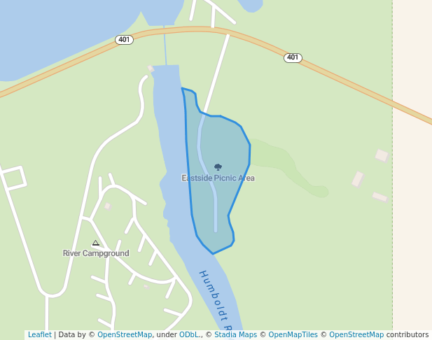 walking in Eastside Picnic Area map in Lovelock