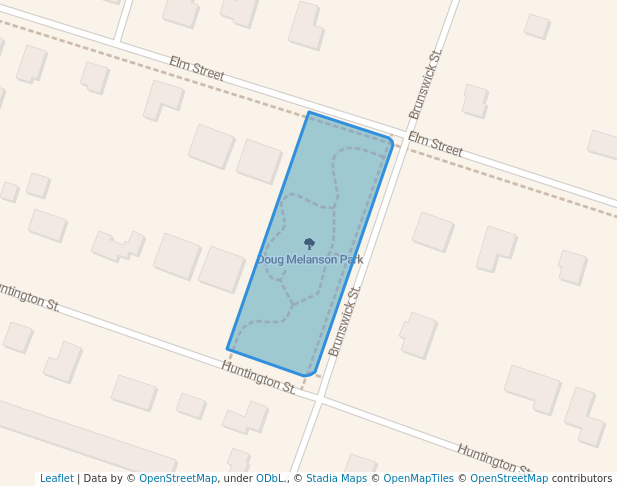 walking in Doug Melanson Park map in Yarmouth