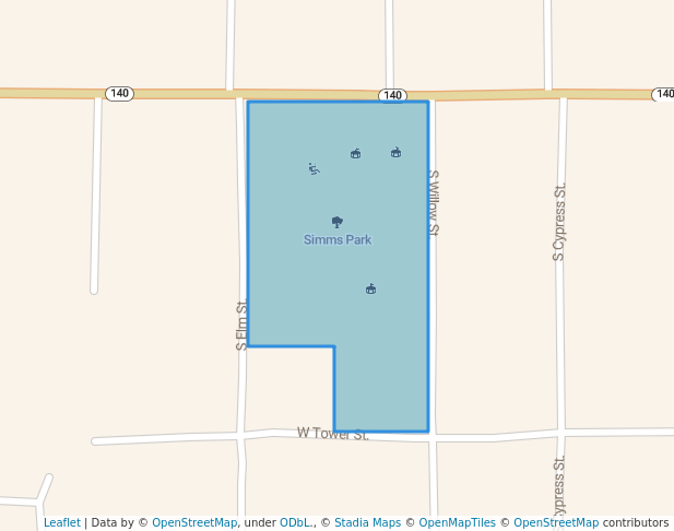 walking in Simms Park map in Vandalia