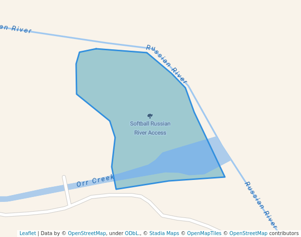 walking in Softball Russian River Access map in Ukiah