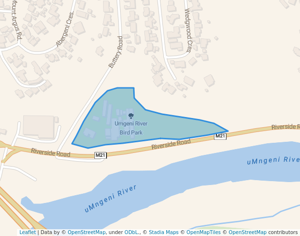 walking in Umgeni River Bird Park map in Durban North