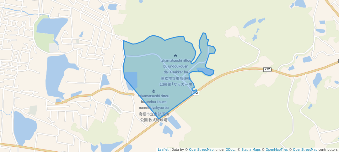 walking in Takamatsu East Sports Park map in Takamatsu