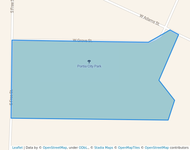 walking in Portia City Park map in Hoxie